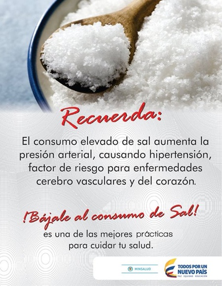 ¡Bájale al consumo de sal! ¡Bájale al consumo de sal!