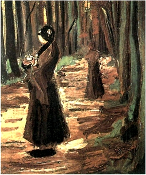 La mujer de gris en el río