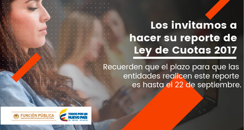 Entidades públicas de Cauca, este 22 de septiembre vence el plazo para reportar información de cumplimiento de la Ley de Cuotas Entidades públicas de Cauca, este 22 de septiembre vence el plazo para reportar información de cumplimiento de la Ley de Cuotas