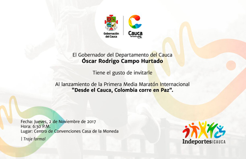Gobernador del Cauca presenta en Popayán la Maratón por la Paz Gobernador del Cauca presenta en Popayán la Maratón por la Paz