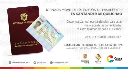 Gran Jornada de Trámite de Pasaporte en Santander de Quilichao Gran Jornada de Trámite de Pasaporte en Santander de Quilichao
