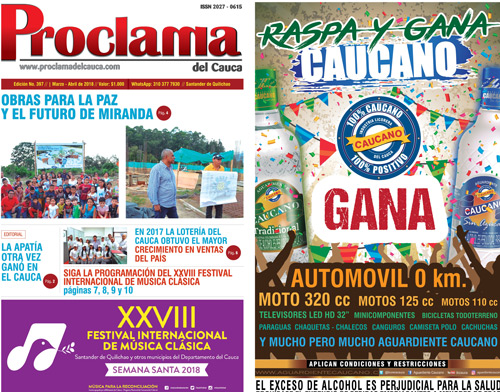 Lea gratis la edición impresa No. 397 de Proclama del Cauca Lea gratis la edición impresa No. 397 de Proclama del Cauca