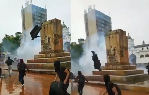 Derribaron estatua de Antonio Nariño en Pasto