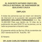 Edicto Luis Gerardo Bolaños
