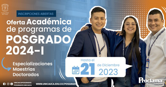 Unicauca está en Inscripciones de sus Programas de Posgrado