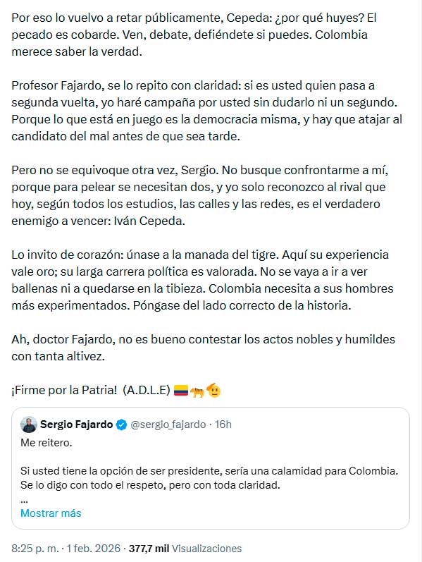 Abelardo busca a Fajardo como aliado