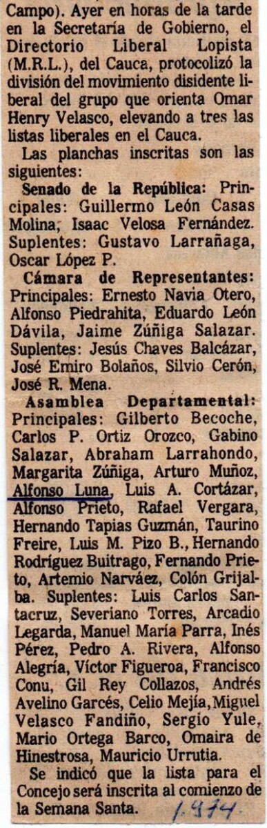 Memoria política-electoral de Quilichao en papel periódico Memoria política-electoral de Quilichao en papel periódico