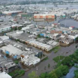 Vista aérea de barrios inundados en Montería tras la creciente del río Sinú