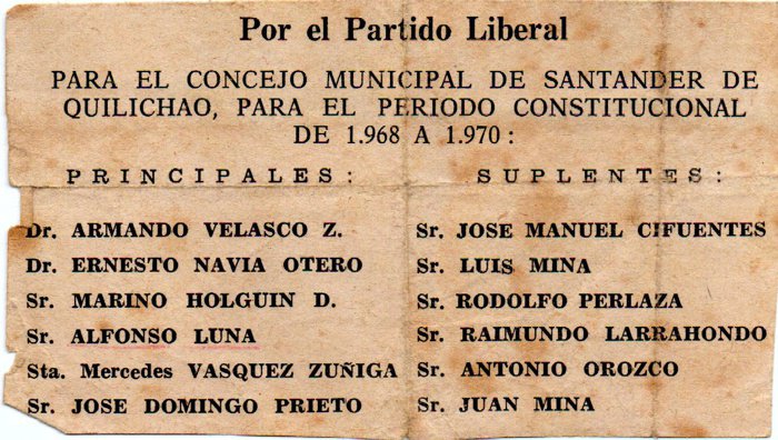 Voto Concejo 1968 Voto Concejo 1968