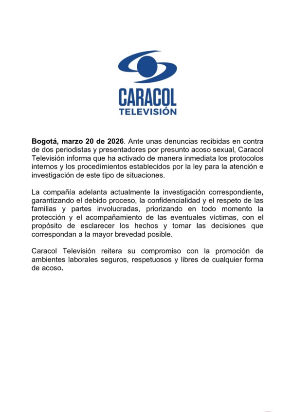 Caracol TV activa investigación por denuncias de acoso Caracol TV activa investigación por denuncias de acoso