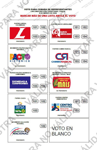 Ya están listas todas las listas para las elecciones del próximo domingo - Tarjetón Cámara