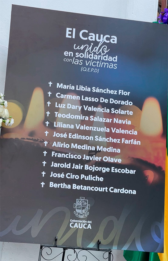 Cauca honra a víctimas y exige respeto a la vida Cauca honra a víctimas y exige respeto a la vida