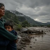 Familia afectada por inundación en Colombia durante emergencia invernal