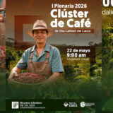 Pieza de convocatoria del Clúster de Café de Alta Calidad del Cauca para su plenaria virtual del 22 de mayo de 2026