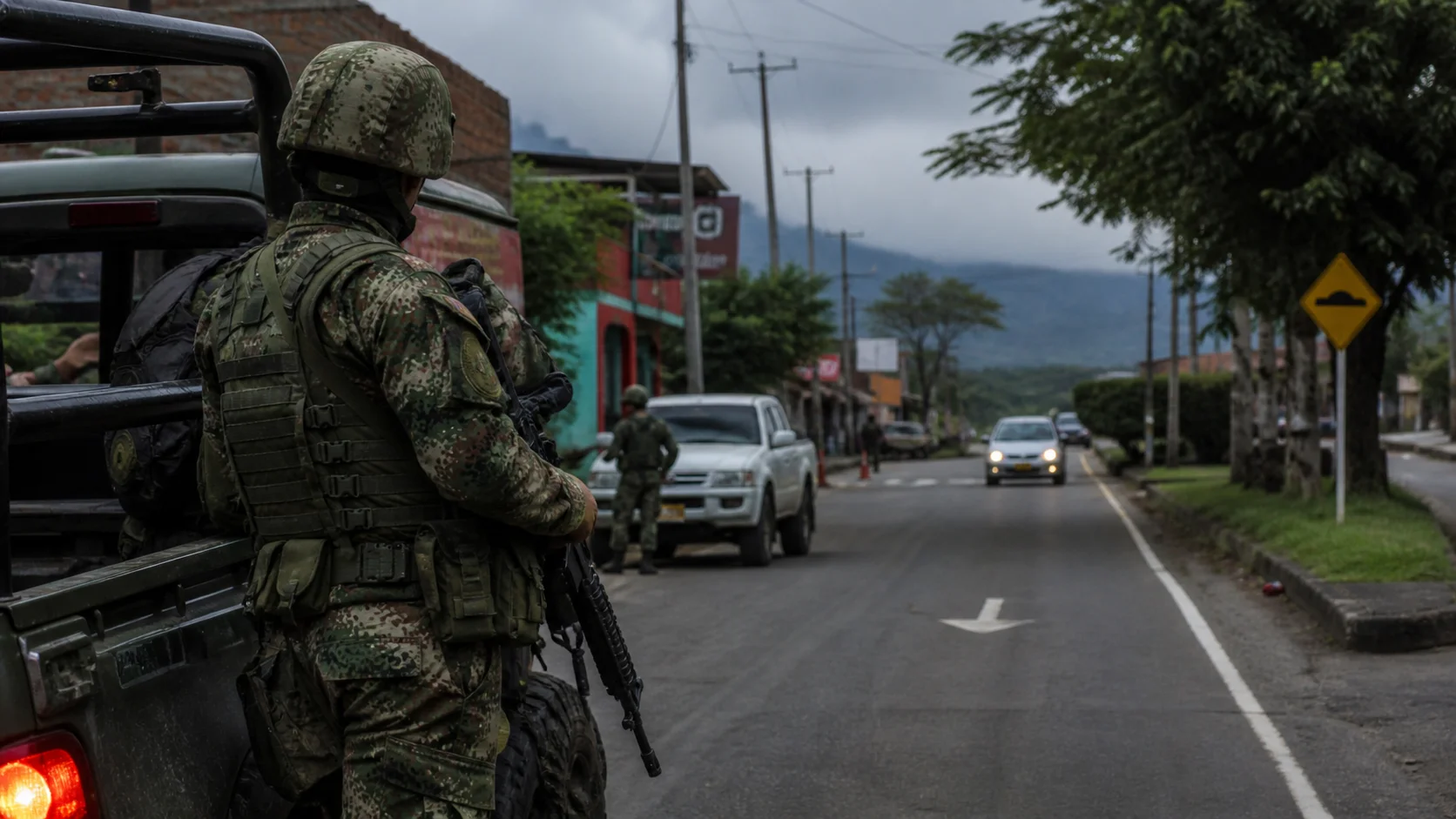 Control militar en vía rural de Jamundí
