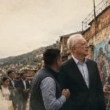 Mural urbano sobre memoria pública y poder político en Colombia