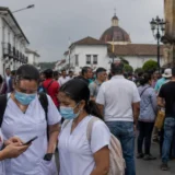 Trabajadoras de la salud reunidas en jornada pública en el centro histórico de Popayán.