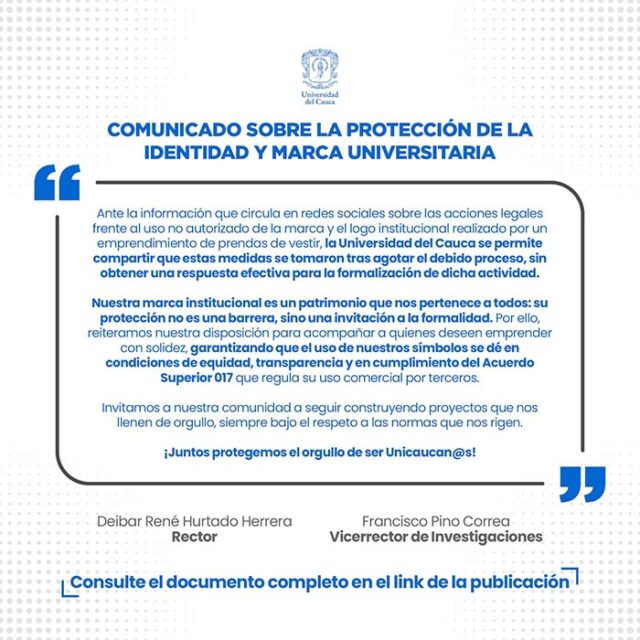Unicauca defiende su marca y pide frenar la desinformación