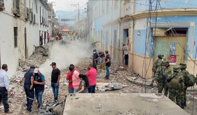 Corinto, Cauca, después del atentado contra la Alcaldía Municipal. Corinto, Cauca, después del atentado contra la Alcaldía Municipal.