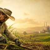 Trabajador de la caña en cultivo del valle del río Cauca