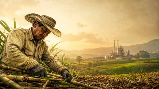 Trabajador de la caña en cultivo del valle del río Cauca