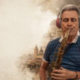 Jairo Alberto Pérez interpretando saxofón en portada editorial