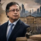 Gustavo Petro frente a símbolos de tensión política y electoral en Colombia