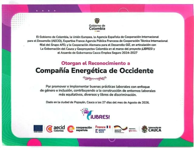 CEO Promigas recibe reconocimiento por buenas prácticas laborales en Cauca
