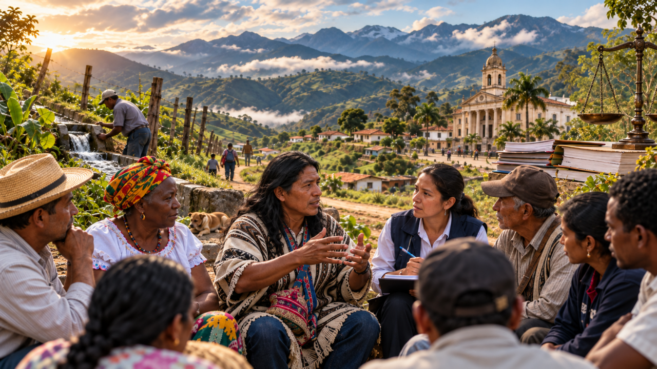 Comunidades campesinas indigenas y afrodescendientes dialogan sobre justicia rural en el Cauca