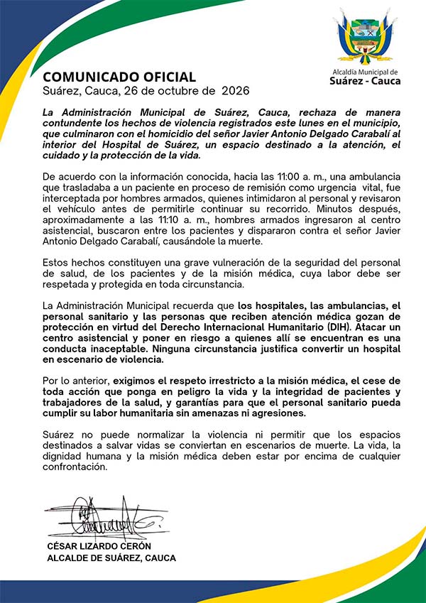 Suárez exige respeto y protección para la misión médica