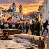 Ilustracion sobre protestas grafitis y proteccion del patrimonio historico de Popayan