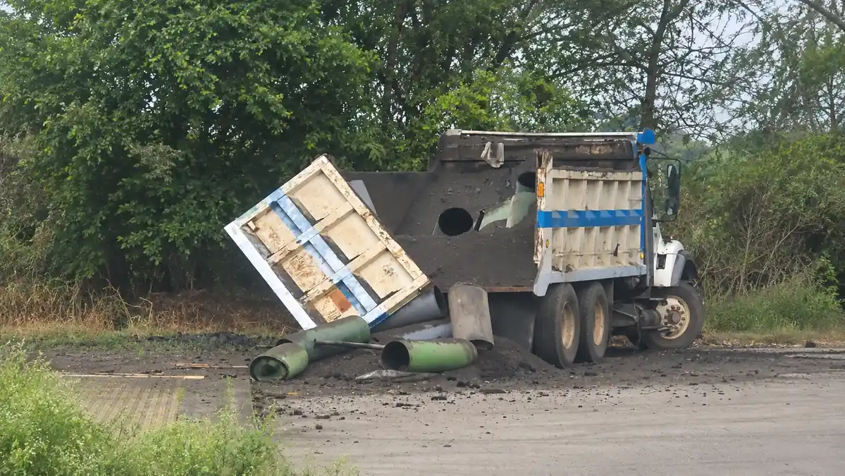 Volqueta presuntamente utilizada en ataque con explosivos cerca de una base militar en Miranda, Cauca, el 8 de octubre de 2026.