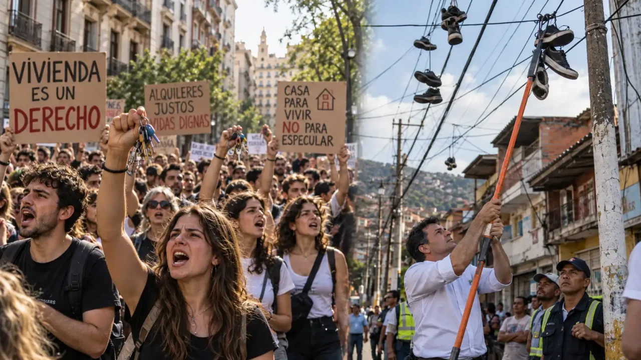Protesta por vivienda en España y retiro de tenis en Cali