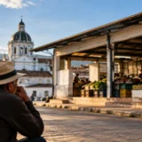 Ilustracion de la galeria del barrio Bolivar en Popayan y sus comerciantes