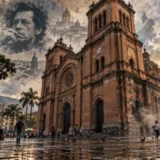 Ilustracion de la Catedral Metropolitana de Medellin y el deterioro de sus muros por el bazuko