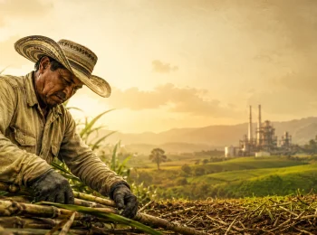 Trabajador de la caña en cultivo del valle del río Cauca